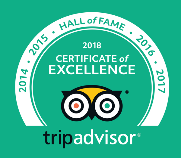 Tripadvisor Travelers’ Choice Award Hall of Fame Certificate of Excellence