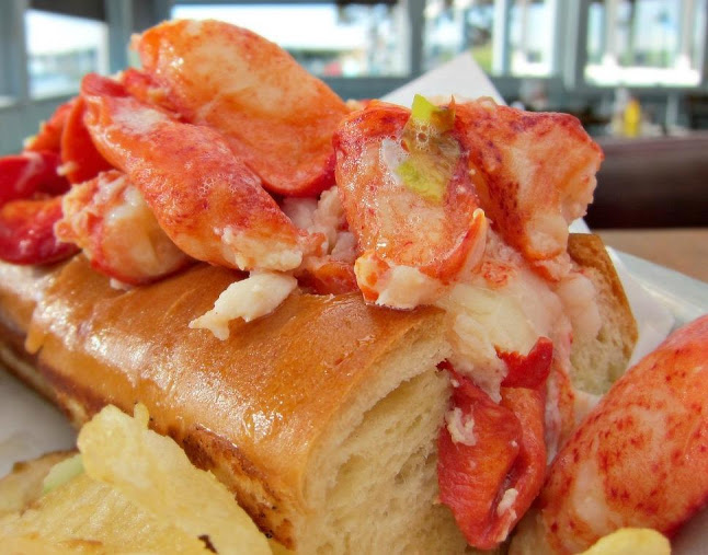 award-winning naked Maine lobster roll sandwich at Sam's Chowder House in Half Moon Bay