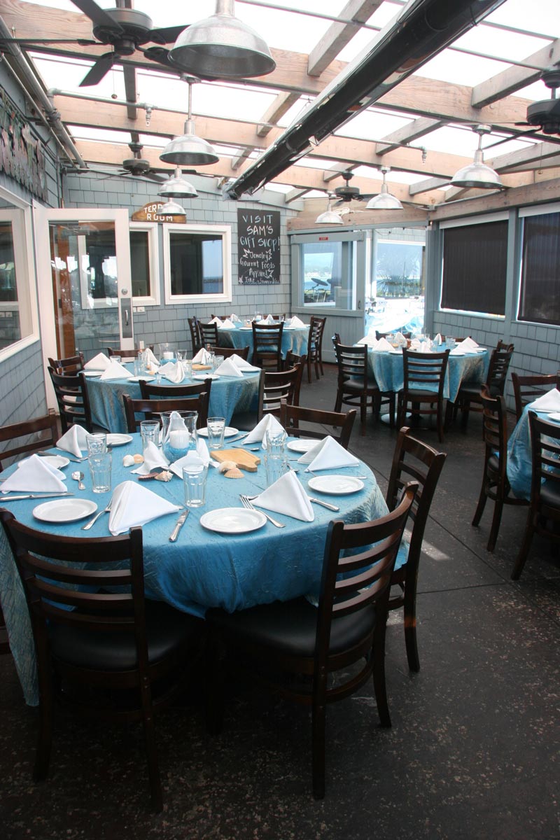 Ocean Terrace indoor table setting for wedding reception