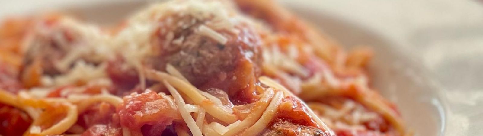 spaghetti with Grandma Flora's meatballs