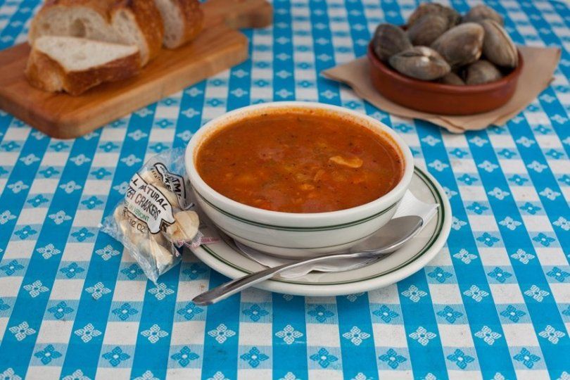 Manhattan style clam chowder at Sam's