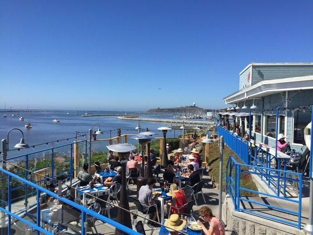 oceanfront and harbor view dining outdoors at Sam's Chowder House