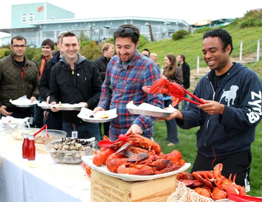 Corporate event lobster clambake on Sam's Beachfront Lawn