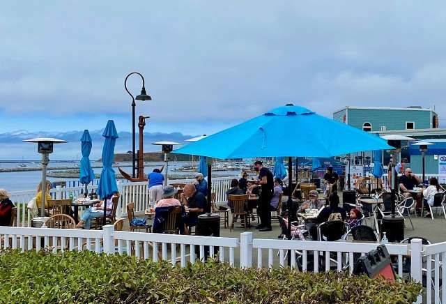 Sam's Chowder House outdoor oceanfront dining patio