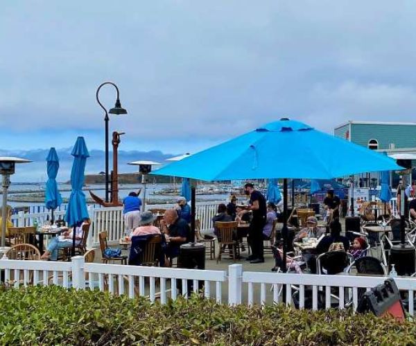 Sam's Chowder House outdoor oceanfront dining patio