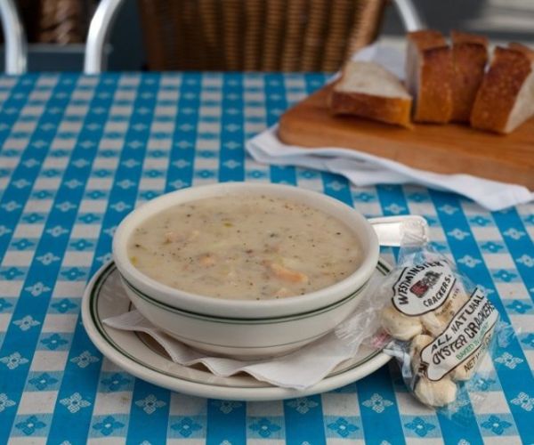 New England style clam chowder at Sam's