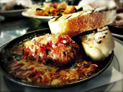 Grandma Flora's Savory Meatballs appetizer at Sam's Chowder House in Half Moon Bay, California