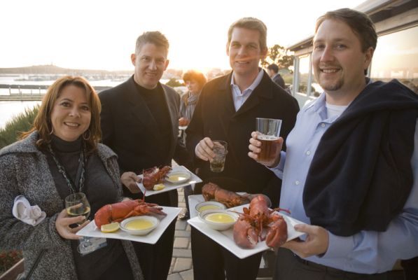 Golden hour on the coast with friends and ocean view lobster dinner