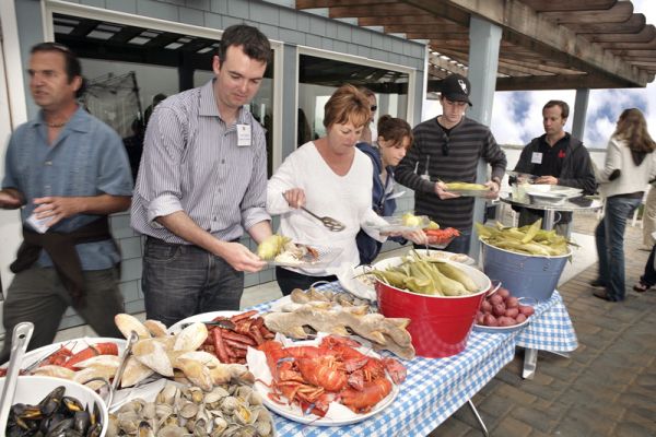 Corporate event hosted at Sam's with famous lobster clambake buffet